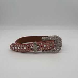 Studded Pink Belt with Silver Buckle
